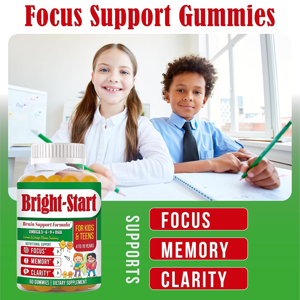BrightStart Focus Gummies for Kids & Teens with Omega 3 DHA - 60 Ct - image 3