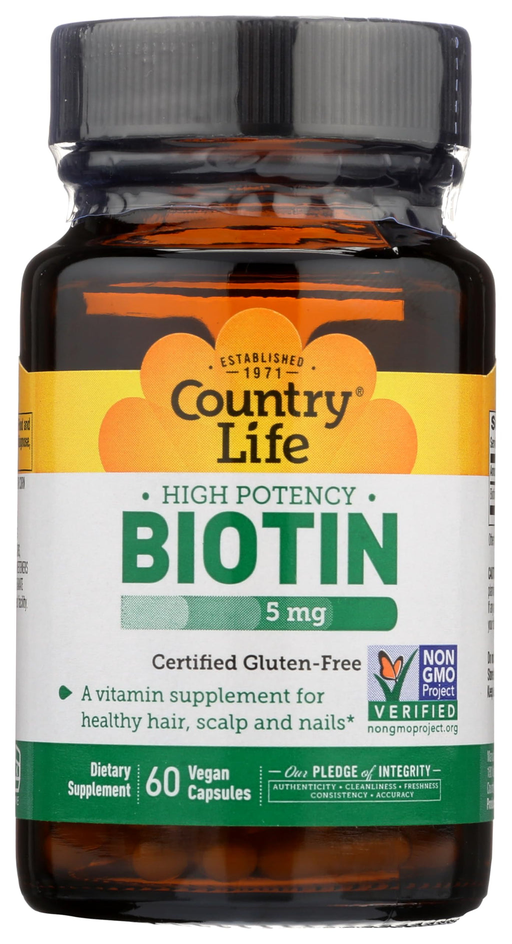 Country Life Biotin 5 mg Super Potency - 60 Capsules