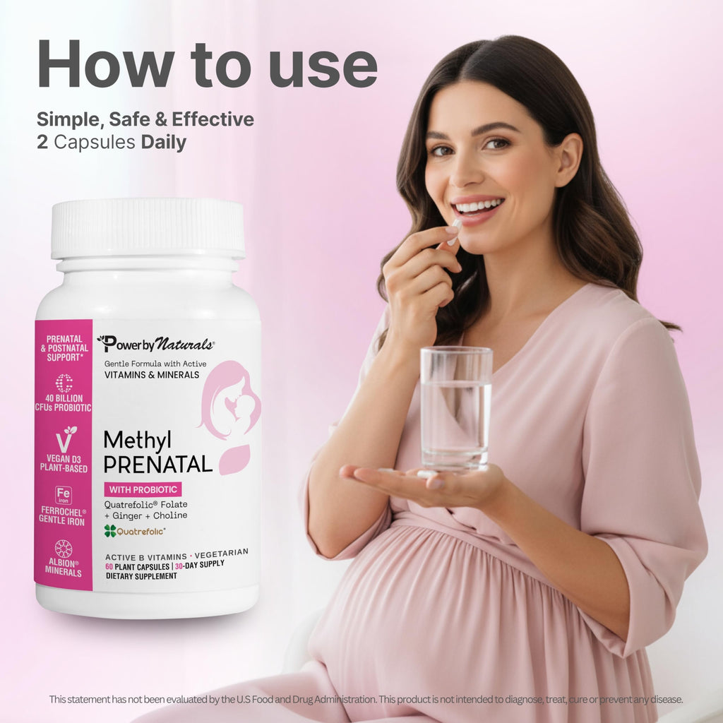 Power By Naturals Methyl Prenatal with Probiotics - 60 Capsules - image 7
