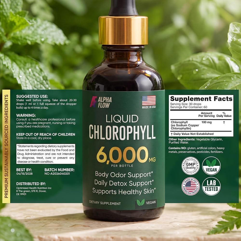 Alpha Flow Liquid Chlorophyll 600mg - 2 Pack - image 3