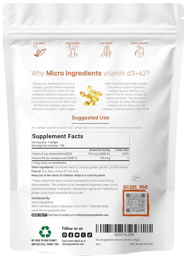 Micro Ingredients Vitamin D3 K2 5000IU Parent