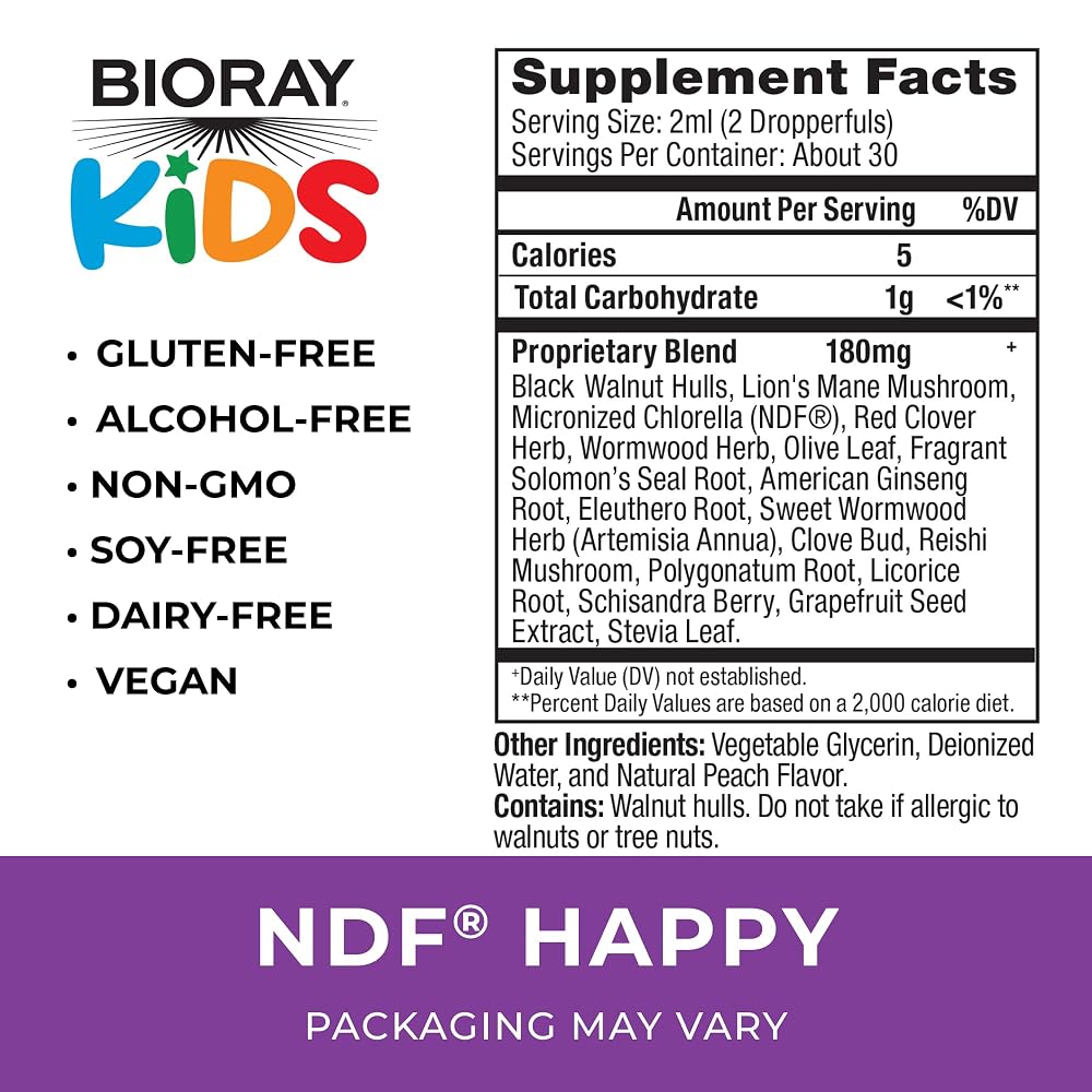 BIORAY Kids NDF Happy Herbal Supplement Peach - 2 fl oz - image 2