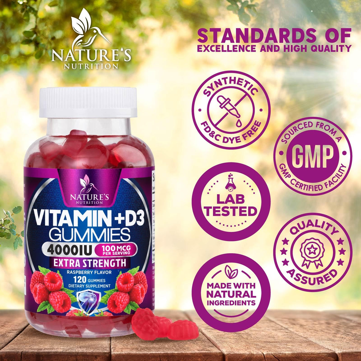 Nature's Nutrition Vitamin D3 5000 IU Gummies - 120 Gummies - image 4