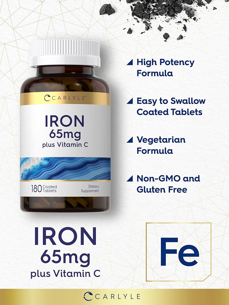 Carlyle Iron Supplement 65 mg with Vitamin C - 180 Tablets - image 4