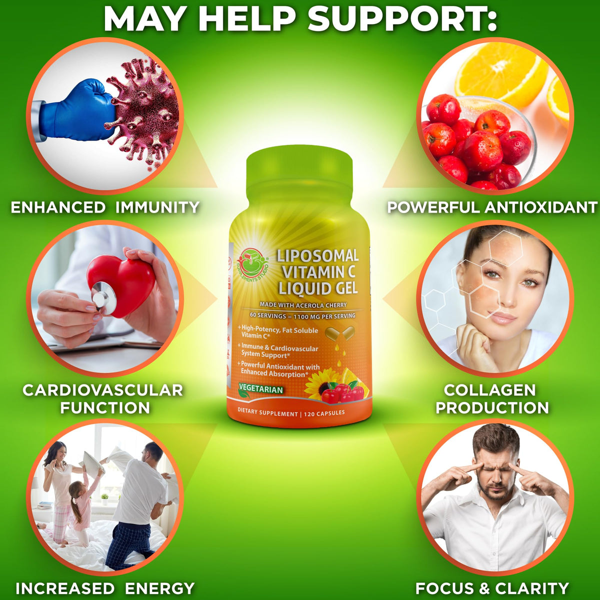 SUPPLEMENTS STUDIO Liposomal Vitamin C Capsules - Organic Acerola