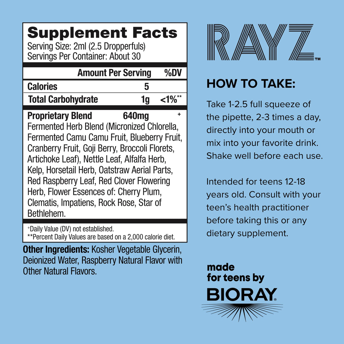 BIORAY RAYZ All Systems Glow Vitamin Drops for Teens - 2 fl oz - image 2