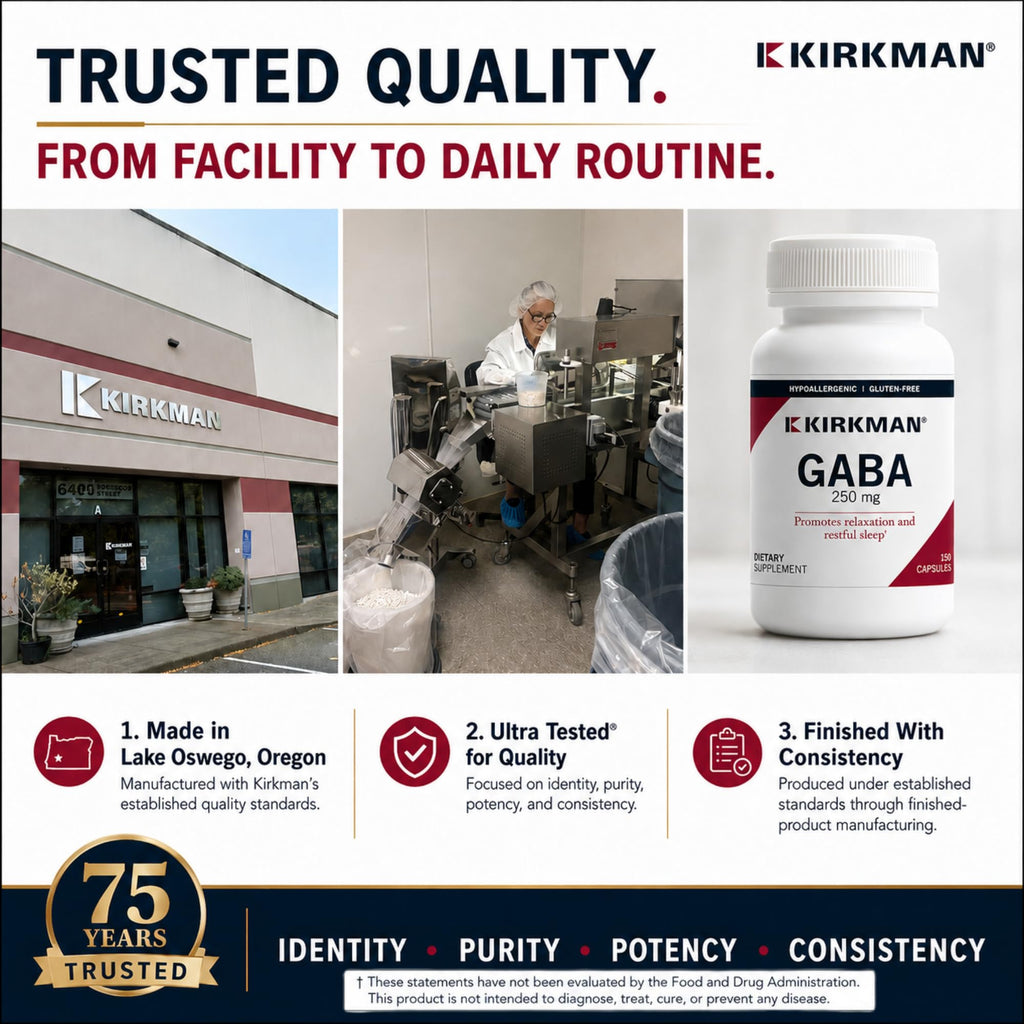 Kirkman GABA 250 mg Amino Acid Supplement - 150 Vegetarian Capsules - image 8