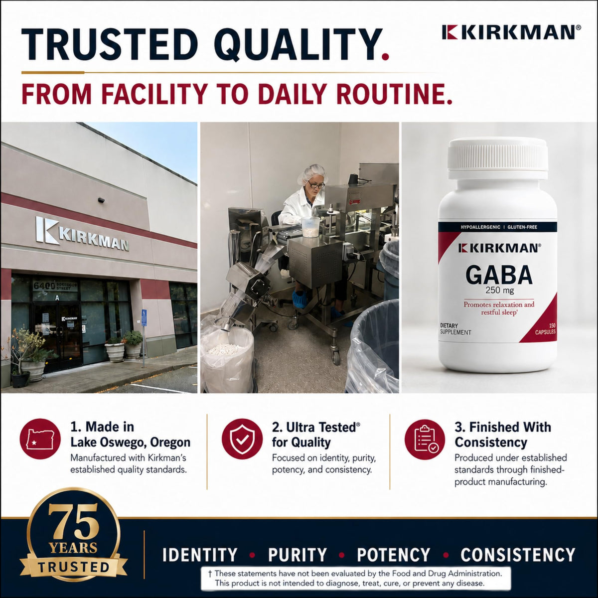 Kirkman GABA 250 mg Amino Acid Supplement - 150 Vegetarian Capsules - image 8