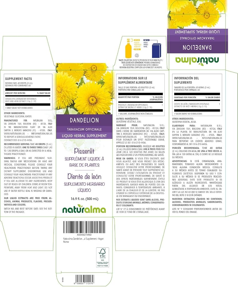 Naturalma Dandelion (Taraxacum officinale) Root and herb Tincture