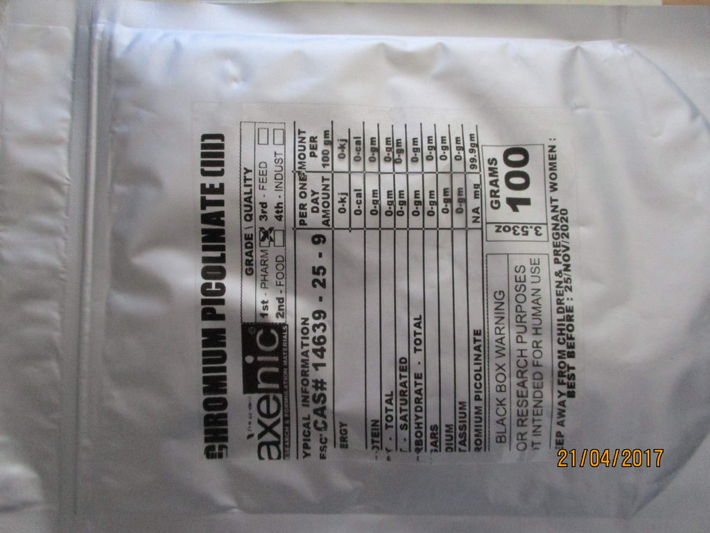 AXENIC Chromium Picolinate Powder 99.8% - 100 Grams
