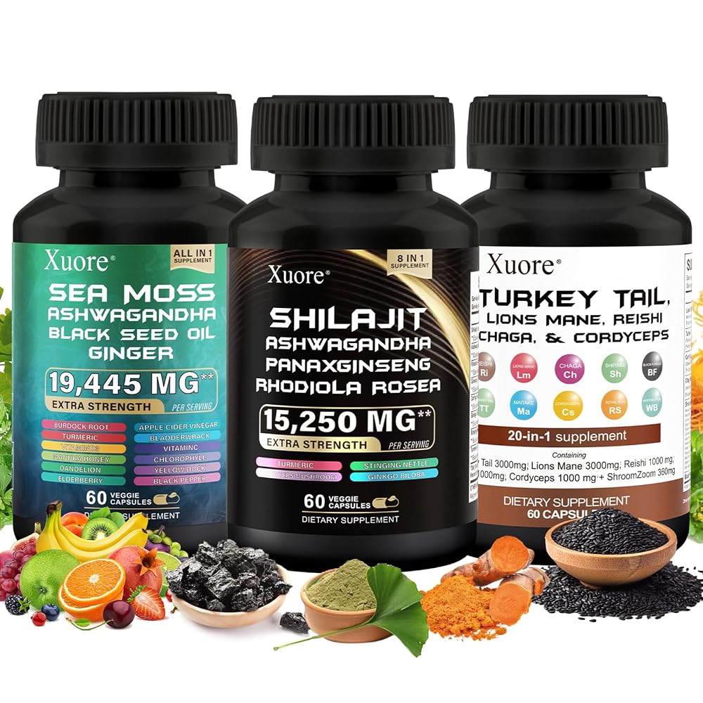 Xuore Shilajit Mushroom & Herb Supplement - 180 Capsules
