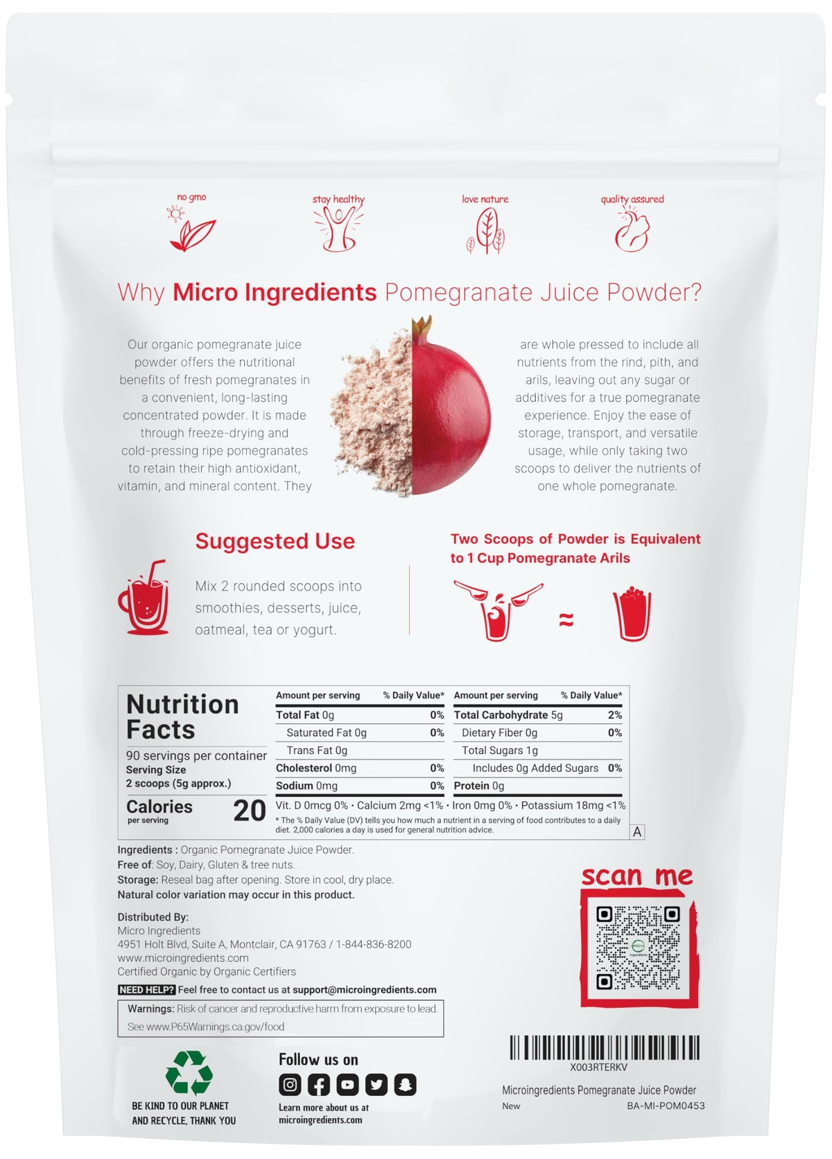 Micro Ingredients Organic Pomegranate Juice Powder - 1 Pound - image 2
