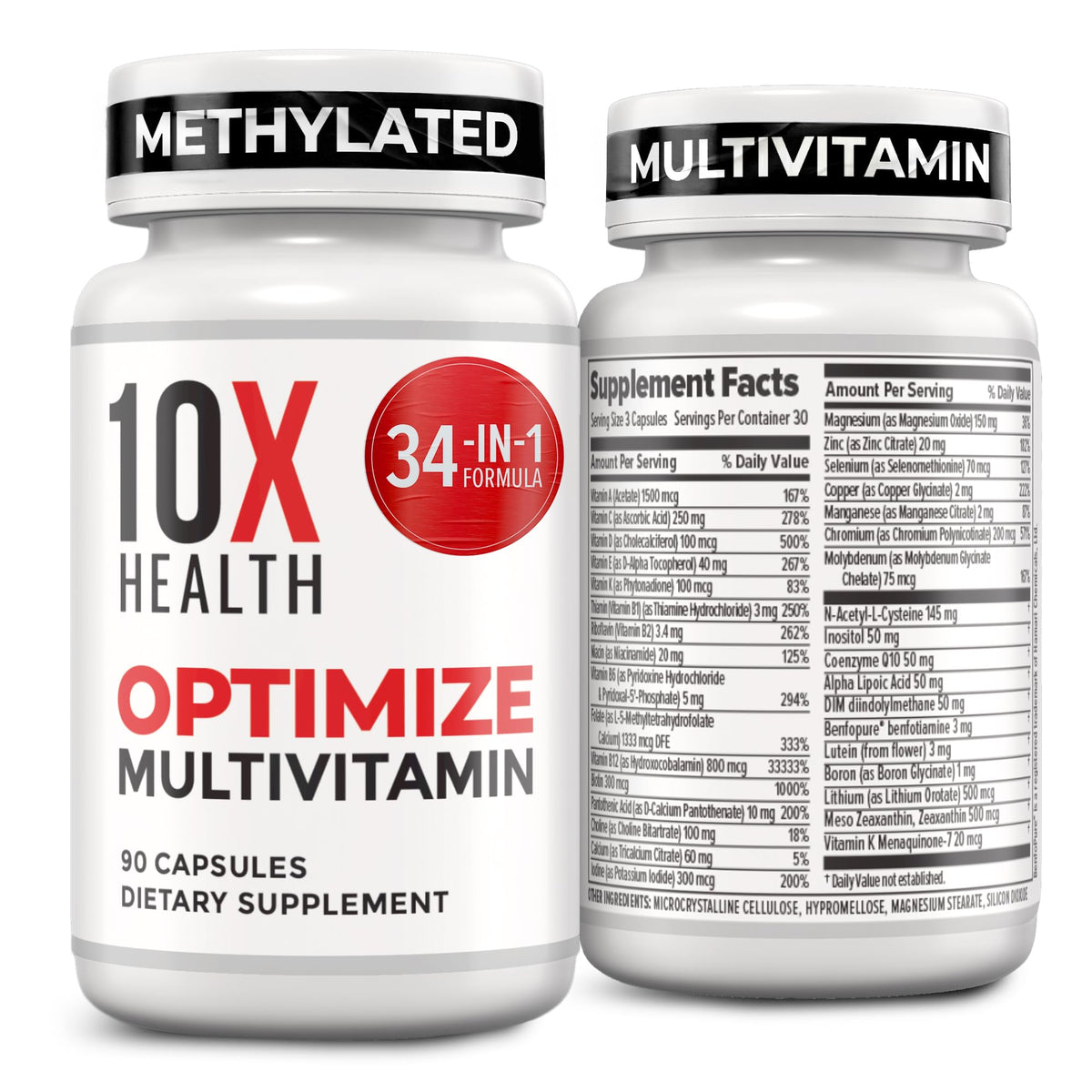 10X Health System Methylated Multivitamin - 90 Capsules