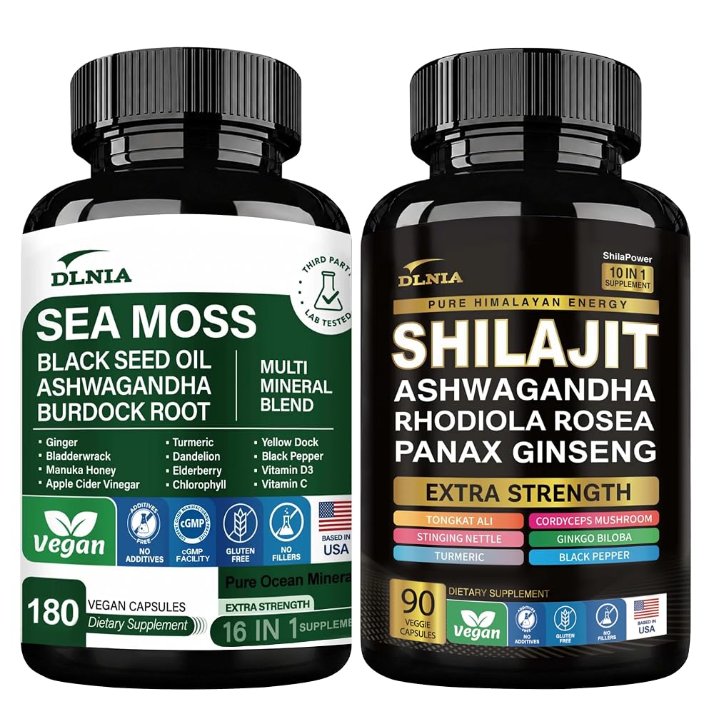 DLNIA Sea Moss & Shilajit Bundle Daily Wellness - 270 Capsules