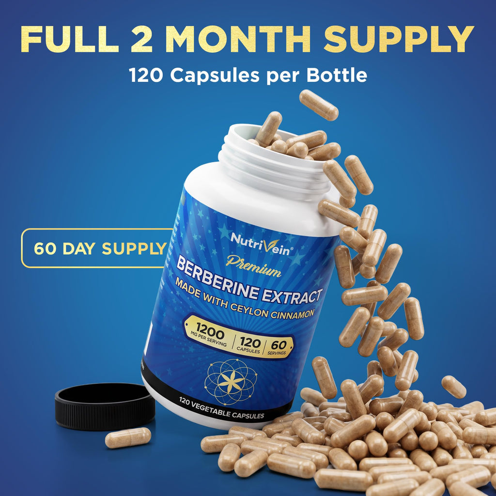 Nutrivein Berberine HCL 1200 mg - 120 Capsules - image 4
