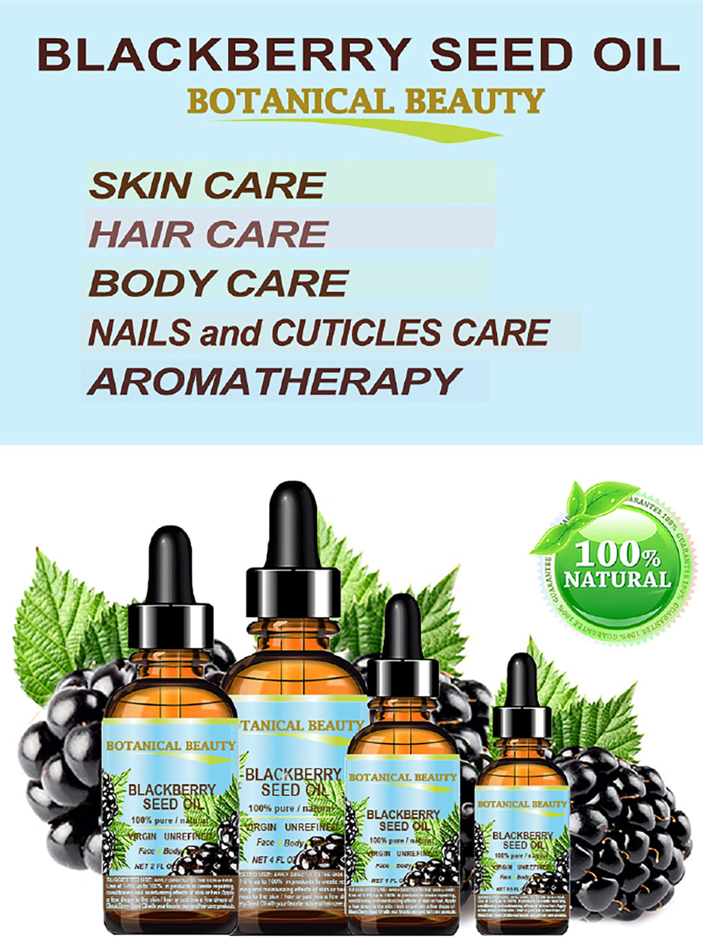 Botanical Beauty Blackberry Seed Oil 100% Pure Virgin - 4 fl oz - image 5