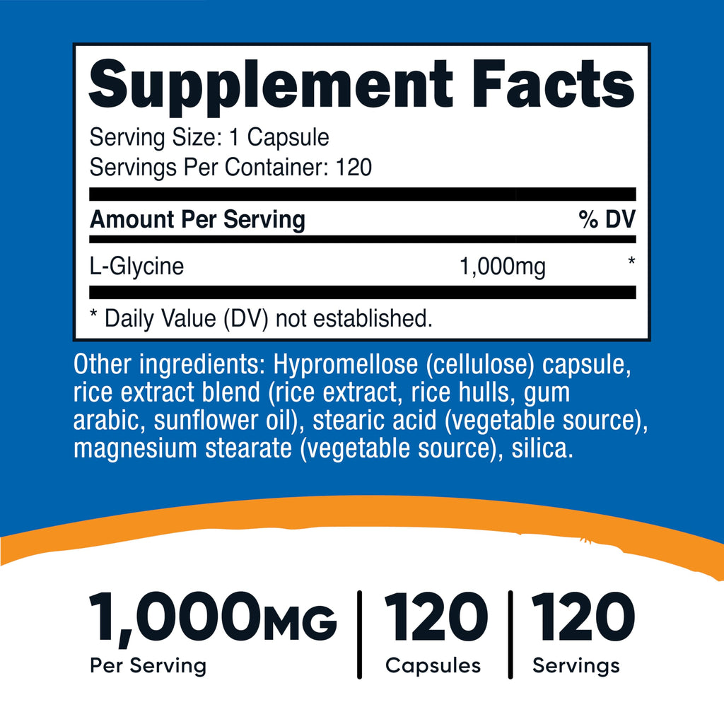 Nutricost L-Glycine 1000mg - 120 Vegetarian Capsules - image 2