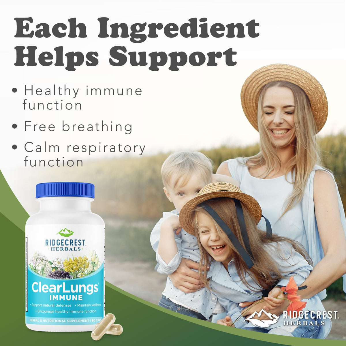 RidgeCrest Herbals ClearLungs Immune Mullein & Elderberry - 60 Capsules - image 2