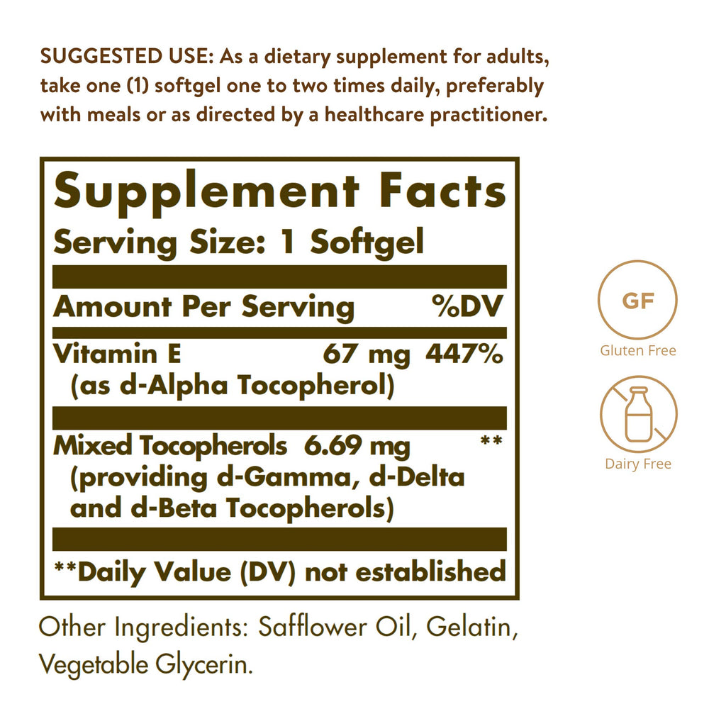 Solgar Vitamin E - 100 Capsules - image 2
