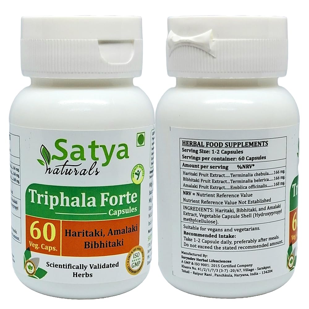 Satya Naturals Triphala Forte Capsules 500 mg. 60 Veg. Capsule