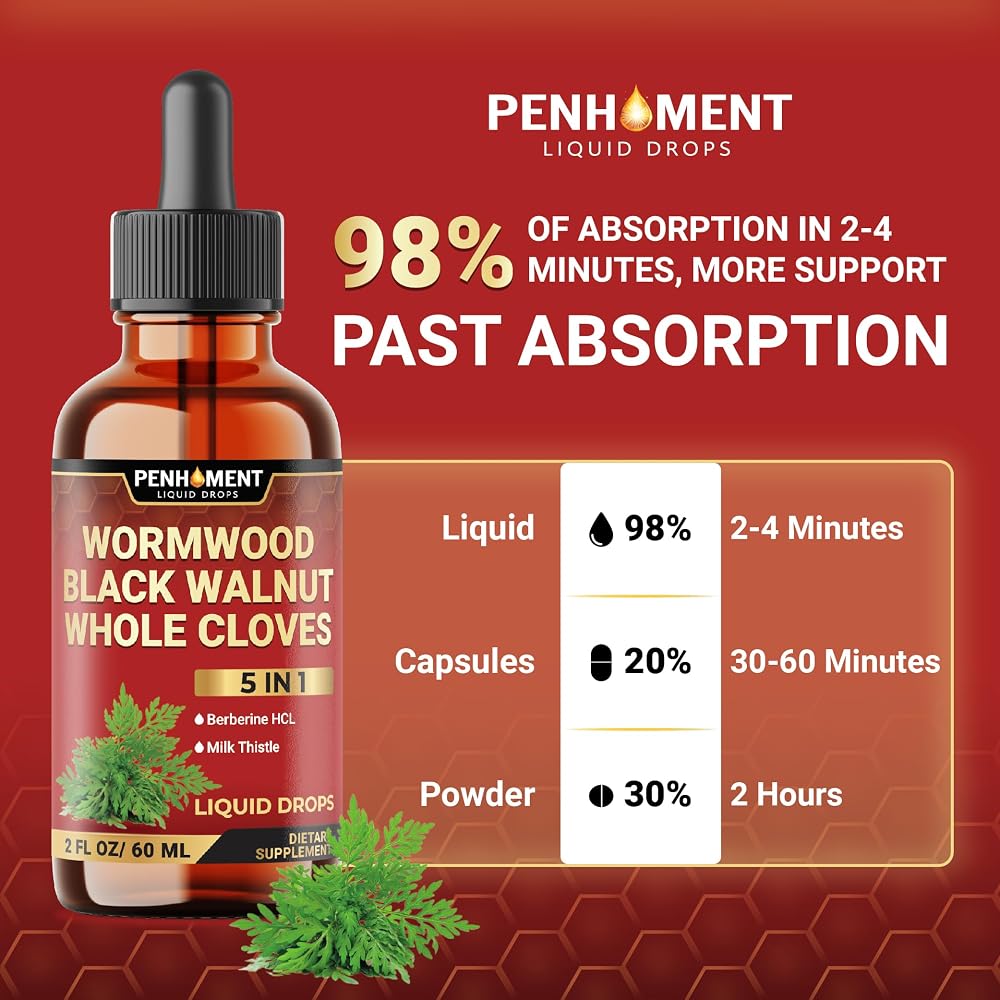 Penhoment Wormwood Liquid Drops 5-in-1 Herbal Complex - 2 Fl Oz - image 7