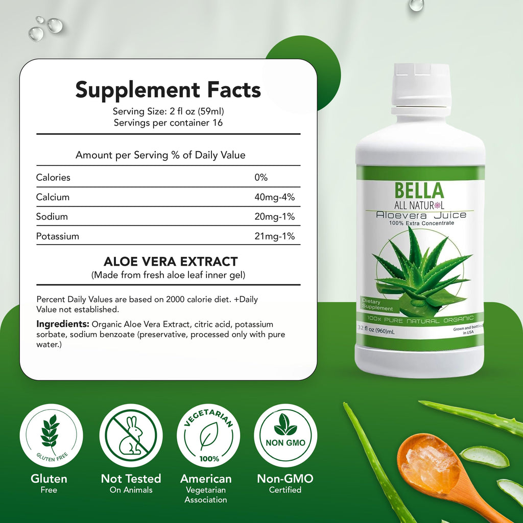 Bella All Natural Aloe Vera Juice 32 Fl Oz - Organic - image 2
