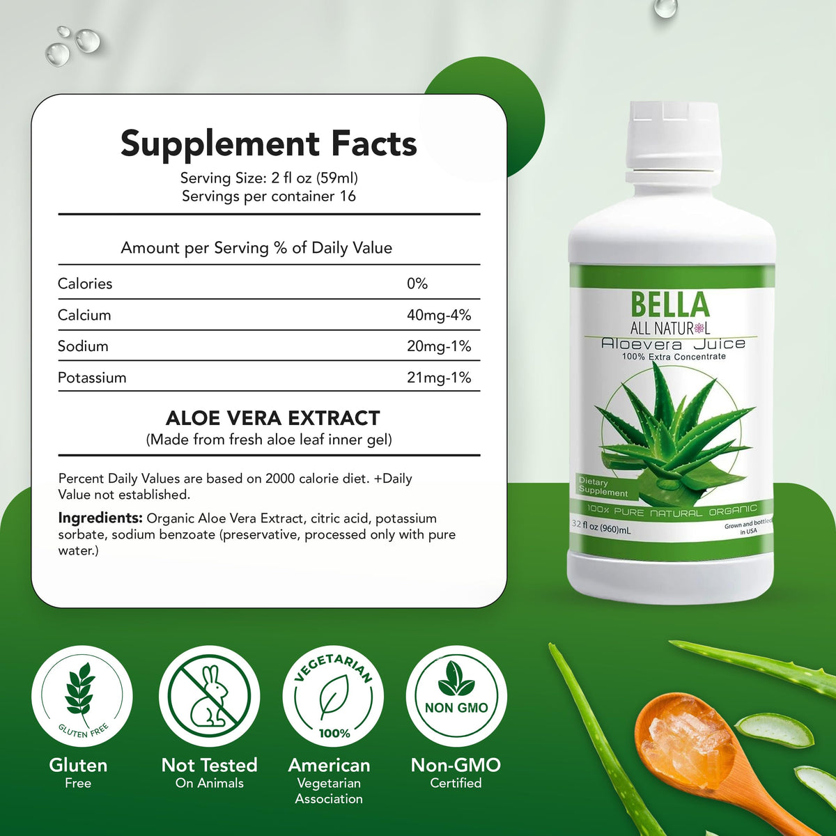 Bella All Natural Aloe Vera Juice 32 Fl Oz - Organic - image 2