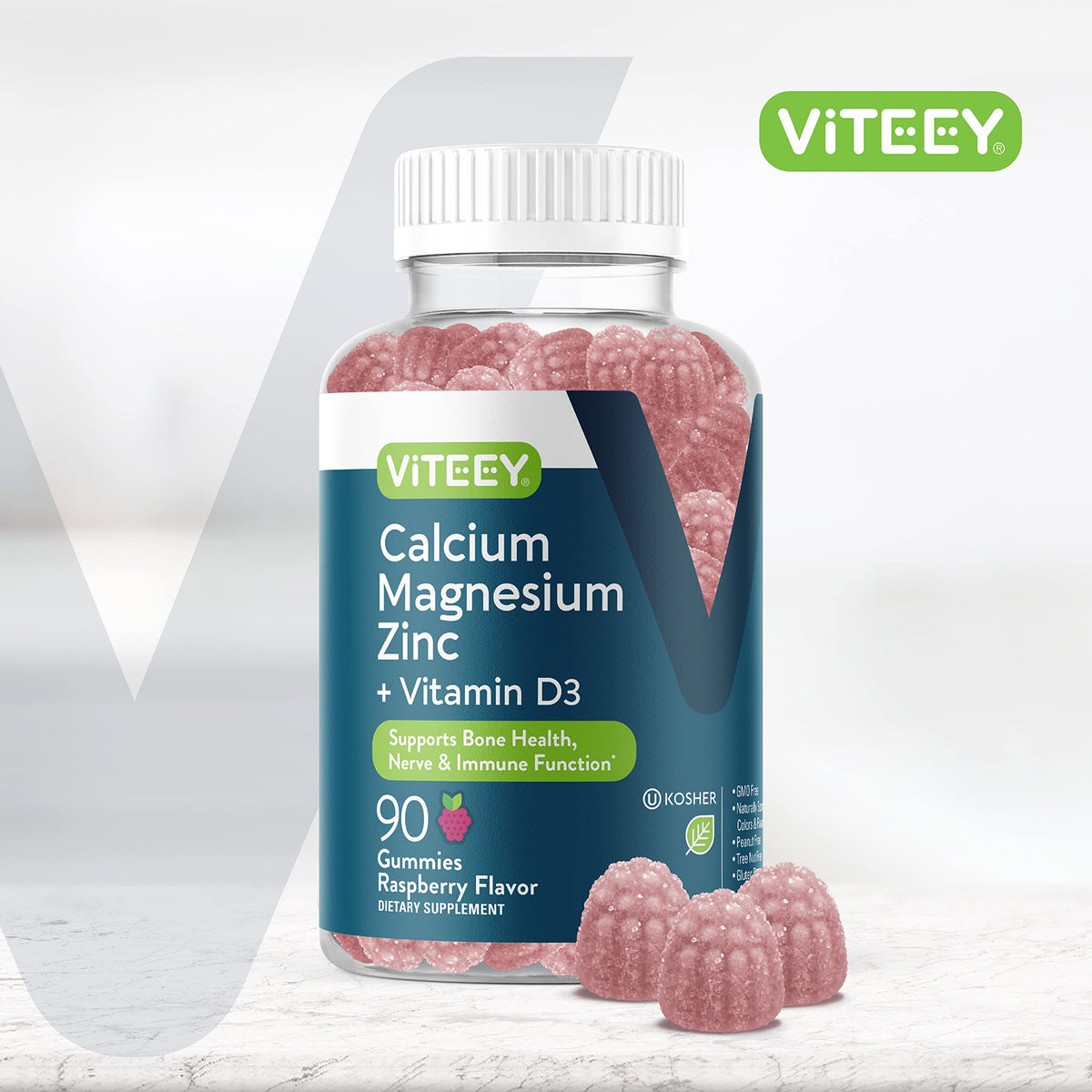 Viteey Calcium Magnesium Zinc Gummies with Vitamin D3 - 90 Gummies - image 2