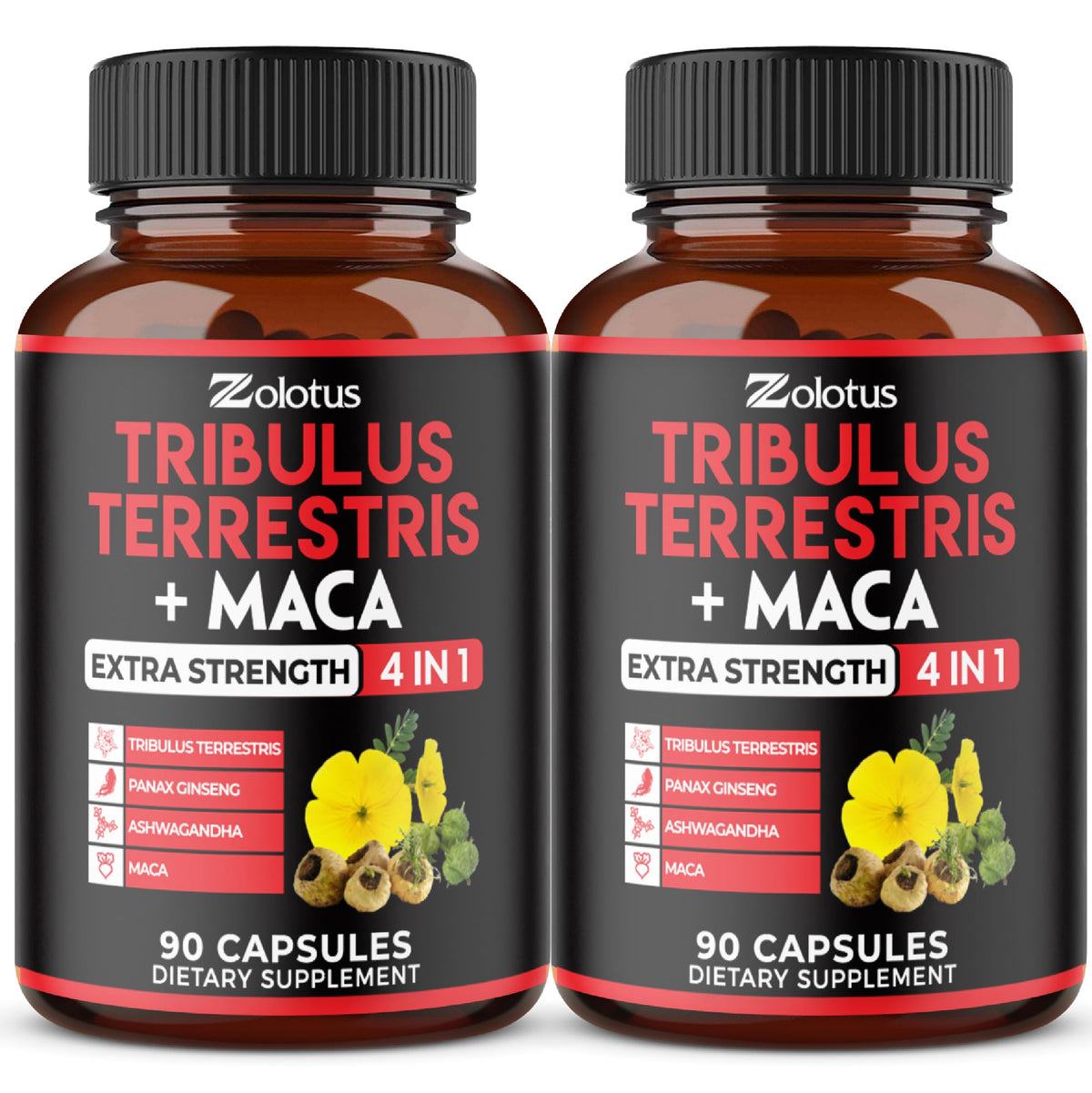 Zolotus Tribulus Terrestris with Maca Root Ashwagandha Ginseng - 180 Capsules