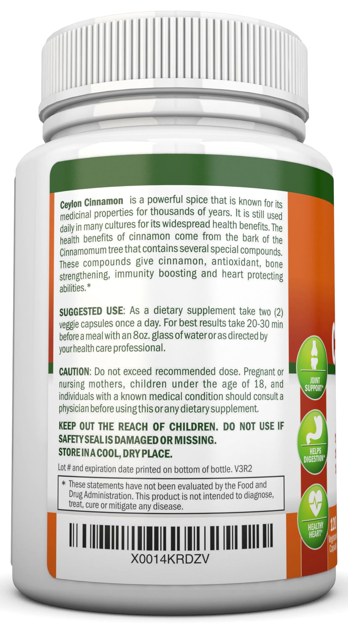NutriONN Organic Ceylon Cinnamon 1200 mg - 120 Vegan Capsules - image 5