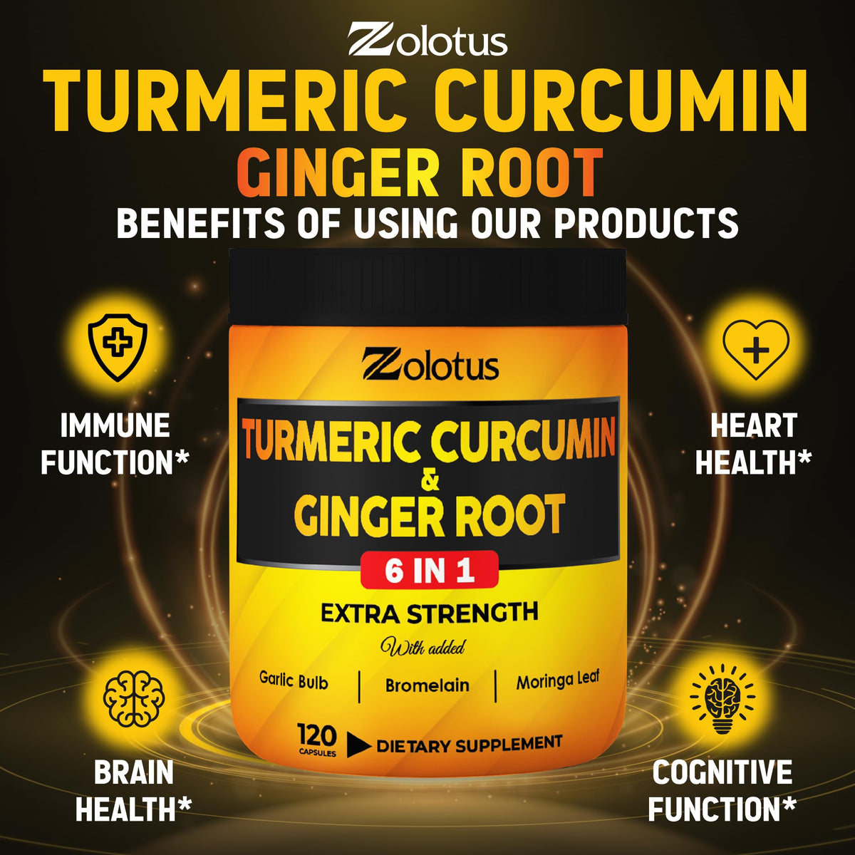 Zolotus Turmeric Curcumin with Ginger Capsules - 120 Capsules - image 5