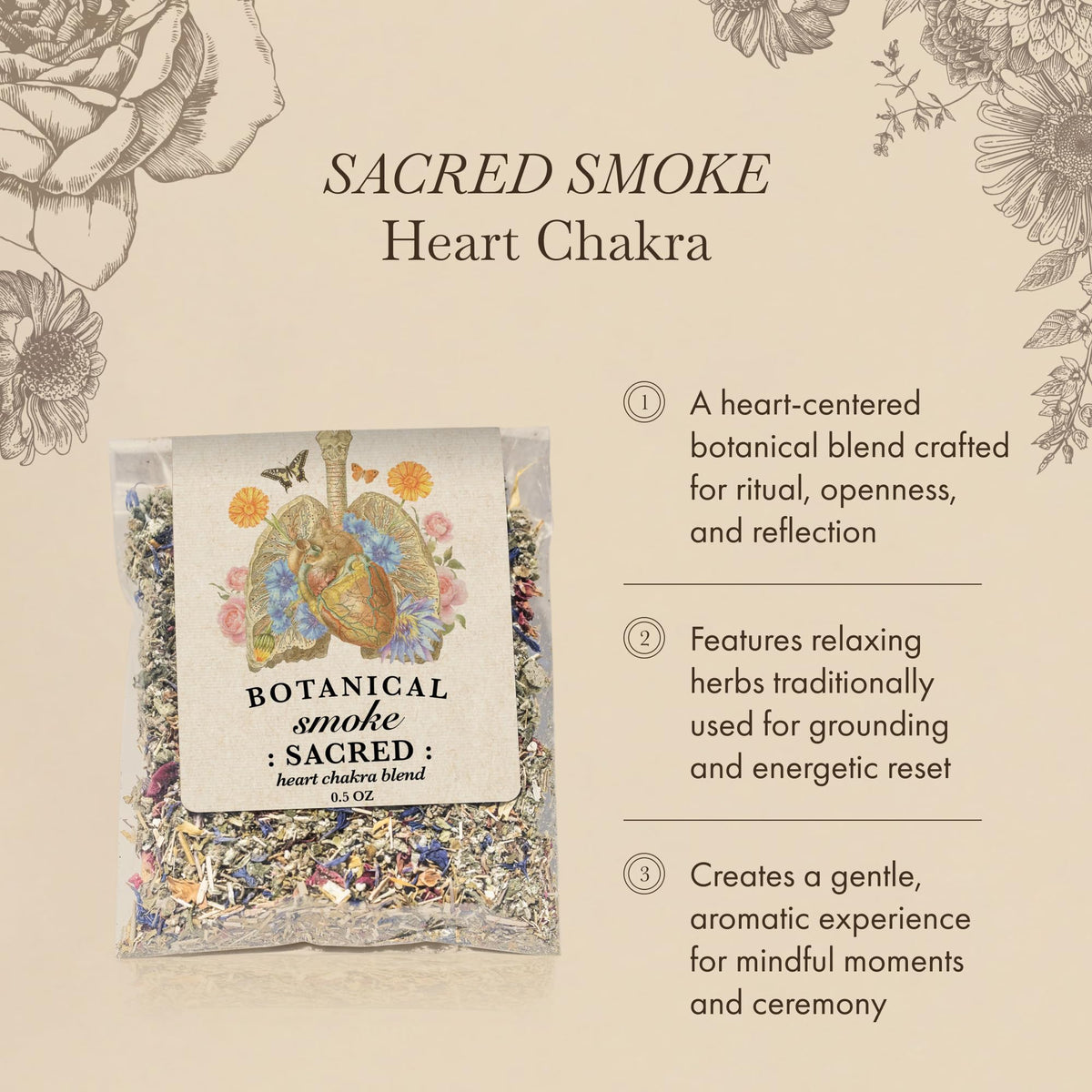Anima Mundi Apothecary Sacred Smoke Heart Chakra Herbal Blend - 0.5oz - image 2