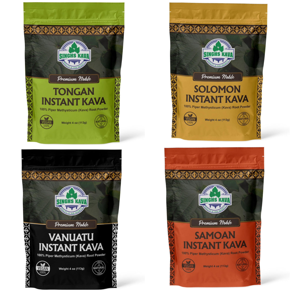 SINGHS Micronized Instant Kava Powder Sample Pack - 4 x 4oz