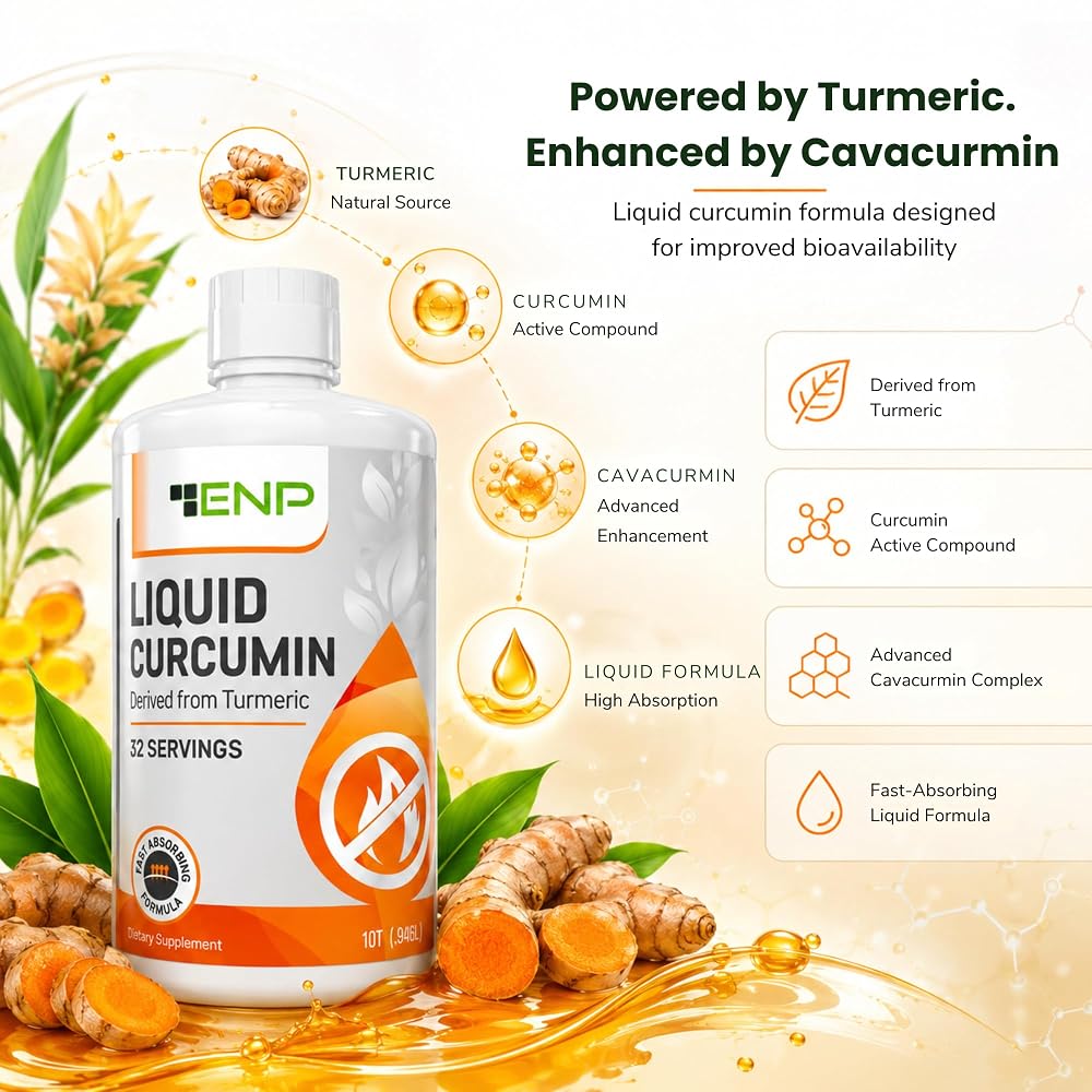 ENP Liquid Turmeric Curcumin with Cavacurmin for Joint Support - 32 Fl Oz - image 3