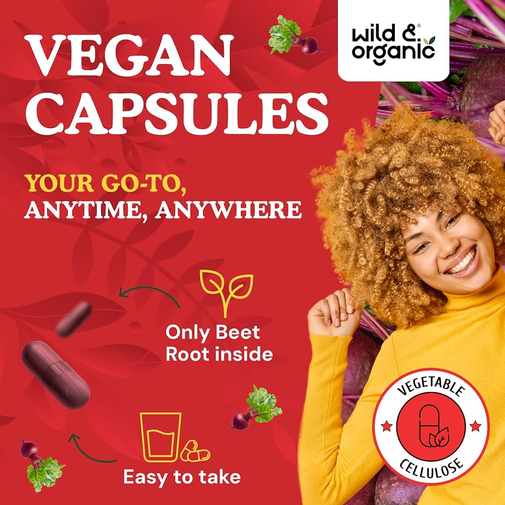 Wild & Organic Beet Root Capsules 8000 mg - 20:1 Beetroot Extract