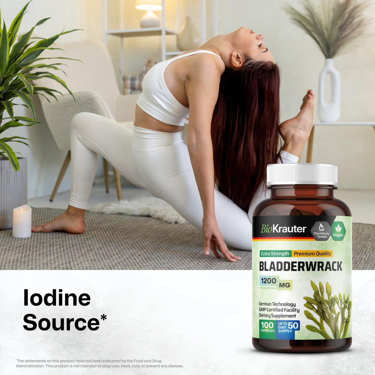 BIO KRAUTER Bladderwrack Iodine Supplement - 100 Capsules - image 2