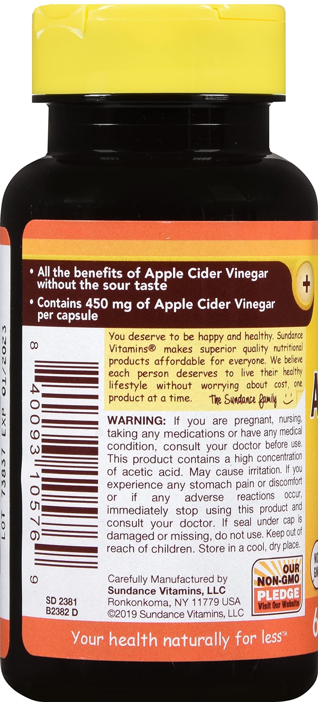 Sundance Apple Cider Vinegar 450 mg - 300 Capsules - image 2