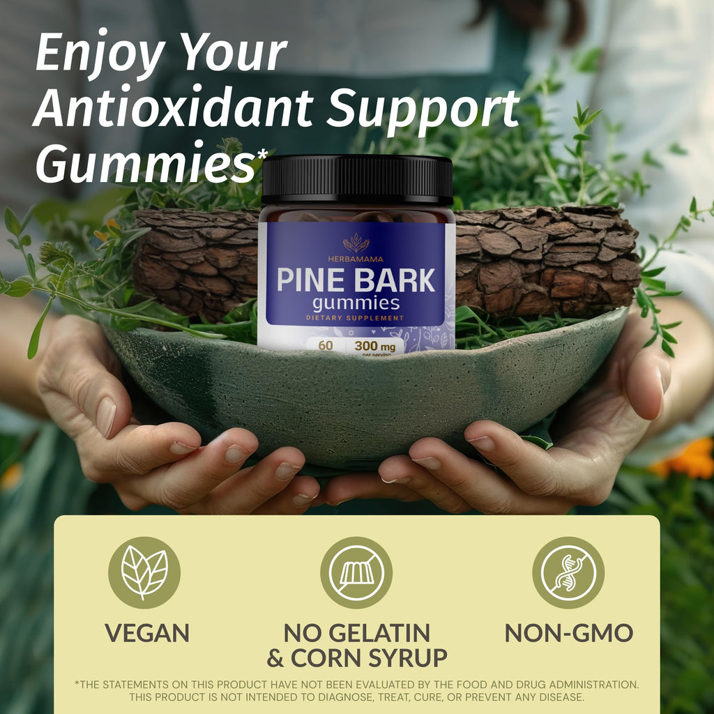 HERBAMAMA Pine Bark Extract Gummies 300mg Antioxidant Support - 60 Gummies - image 2