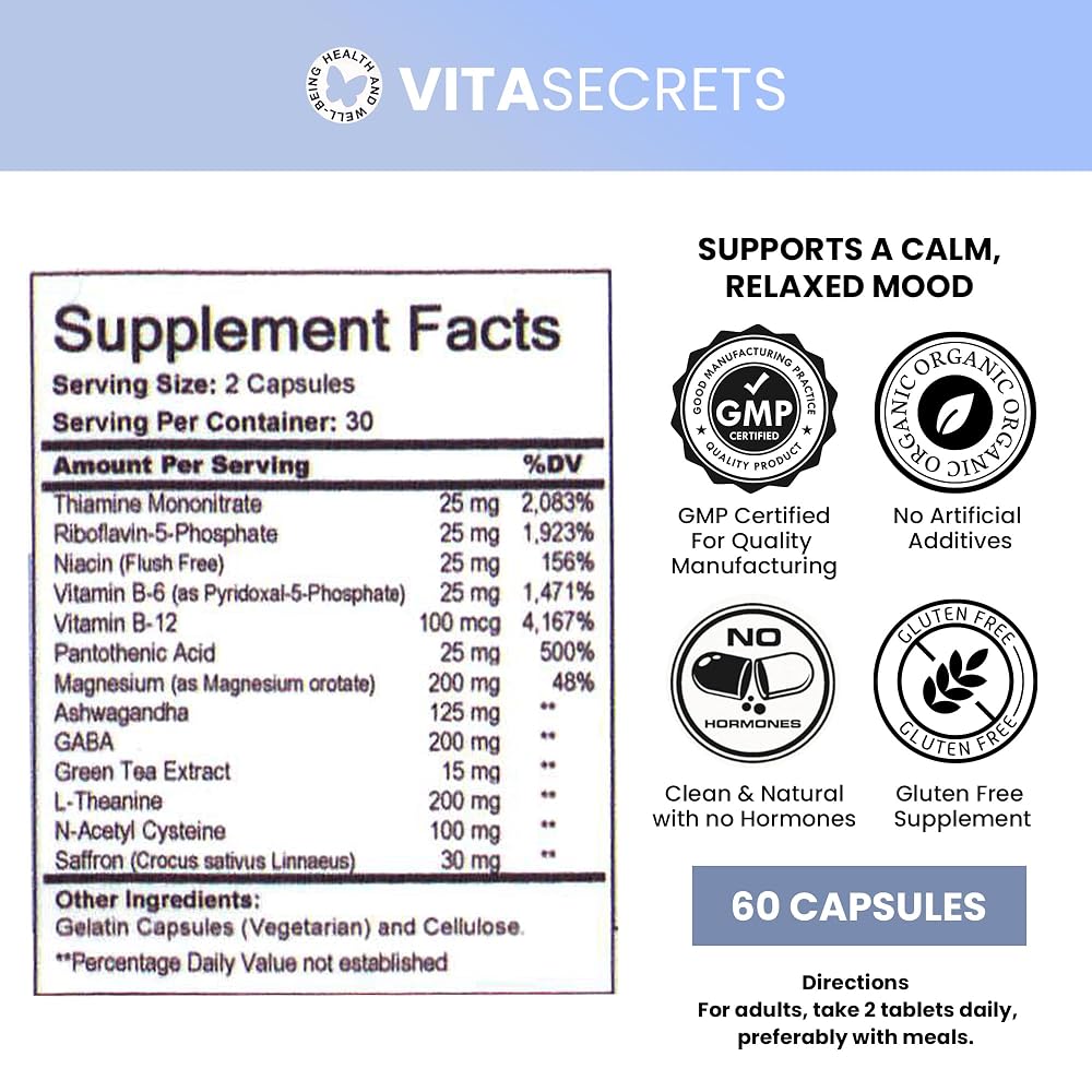 Vitasecrets Calm Stress Relief Supplement - 60 Capsules - image 5