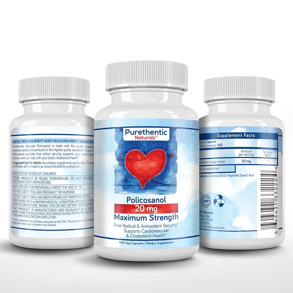Purethentic Naturals Policosanol 20mg Cardiovascular Support - 100 Capsules - image 6