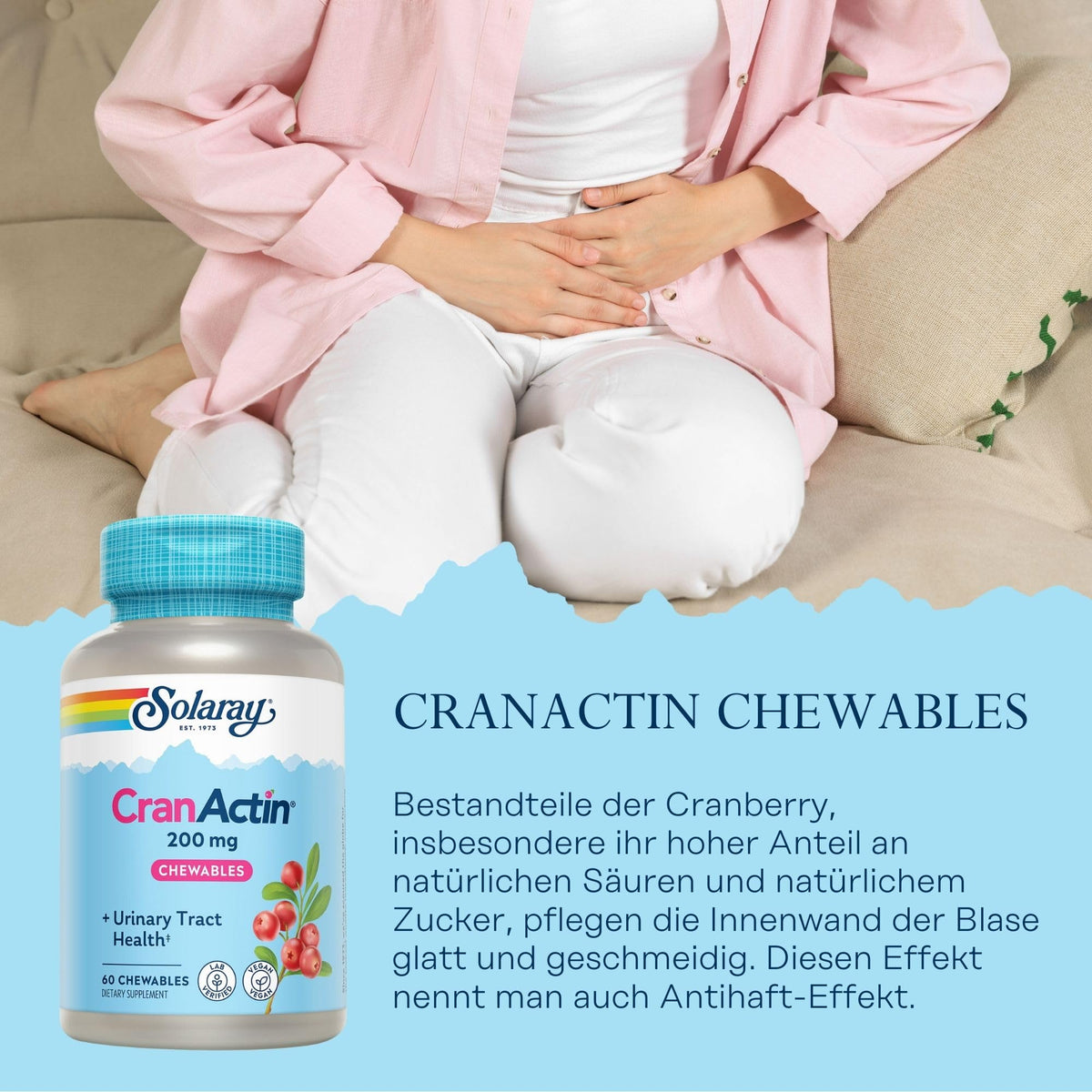 SOLARAY Cranactin 200 mg Cranberry Chewable Tablets - 60 Count - image 2