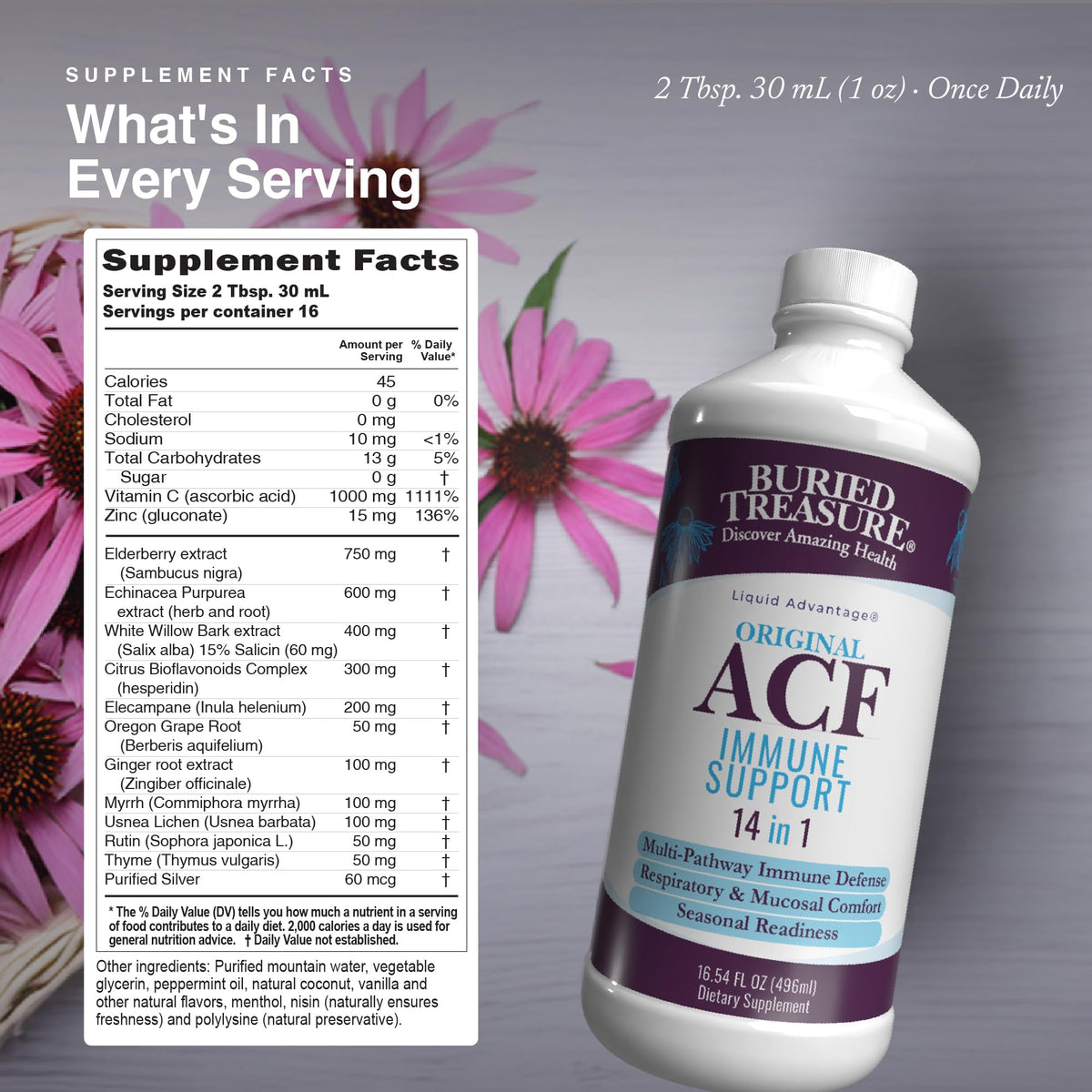 Buried Treasure ACF Immune Support Liquid - 16 oz - image 2