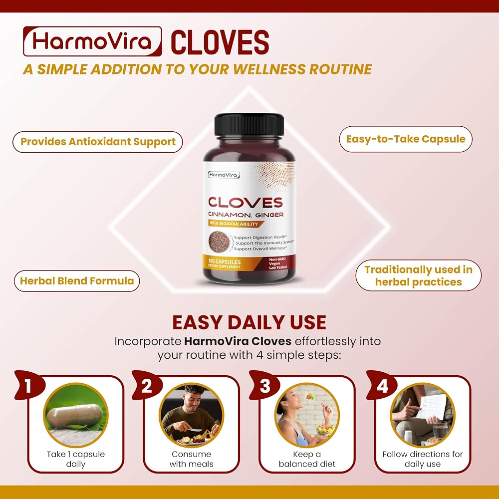 HarmoVira Cloves 7-in-1 Complex for Digestive & Immune Wellness - 180 Capsules - image 5