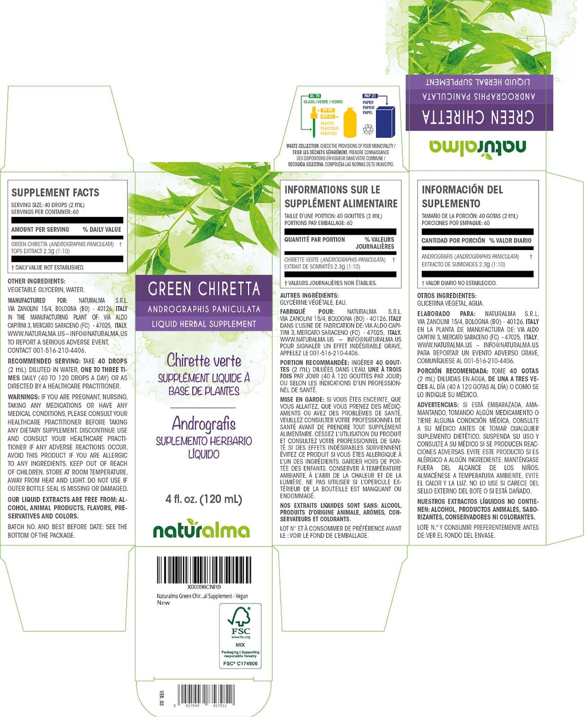 Naturalma Green Chiretta Andrographis Paniculata Liquid Extract - 4 fl oz - image 2