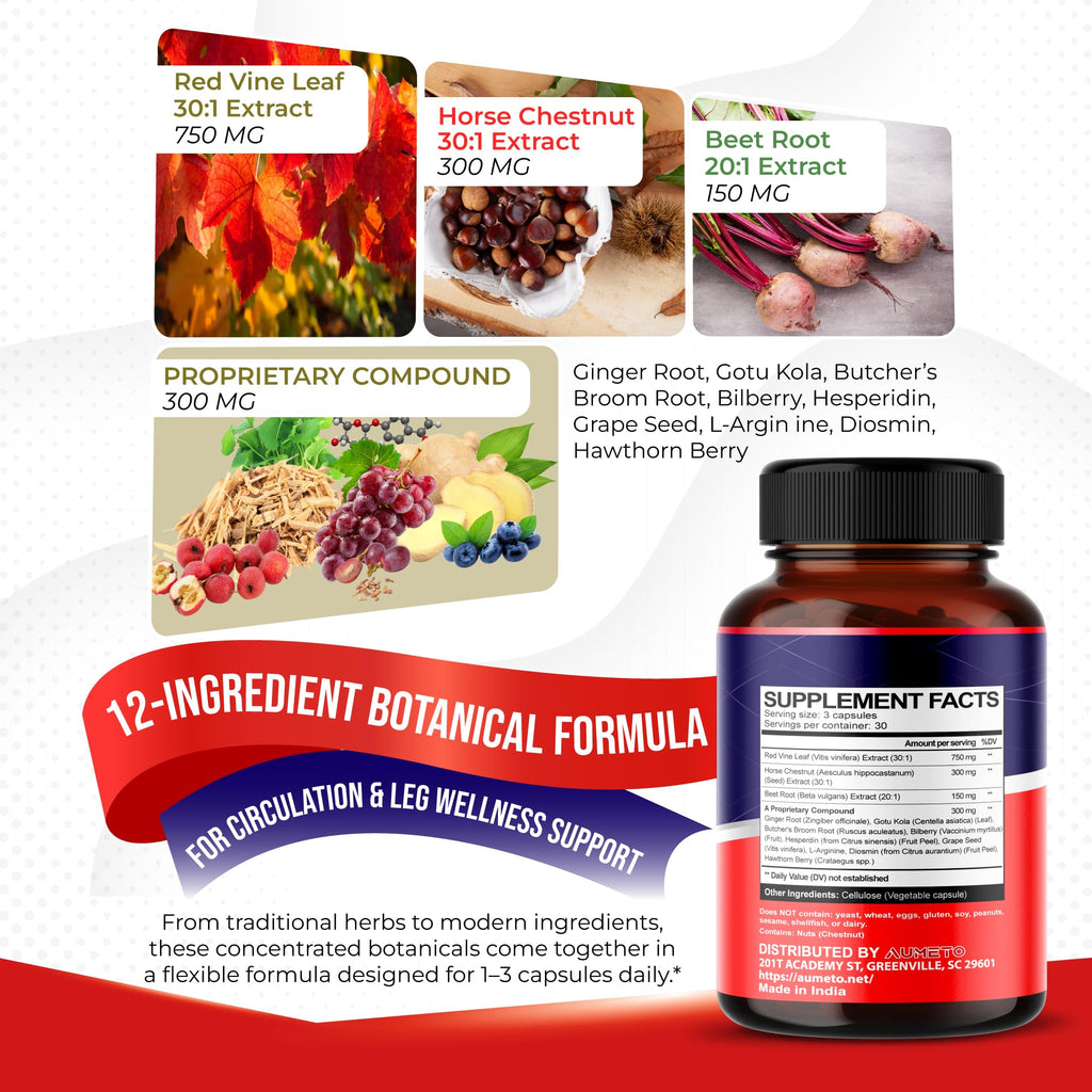 Aumeto Advanced Red Vine Leaf with Horse Chestnut - 90 Capsules - image 3