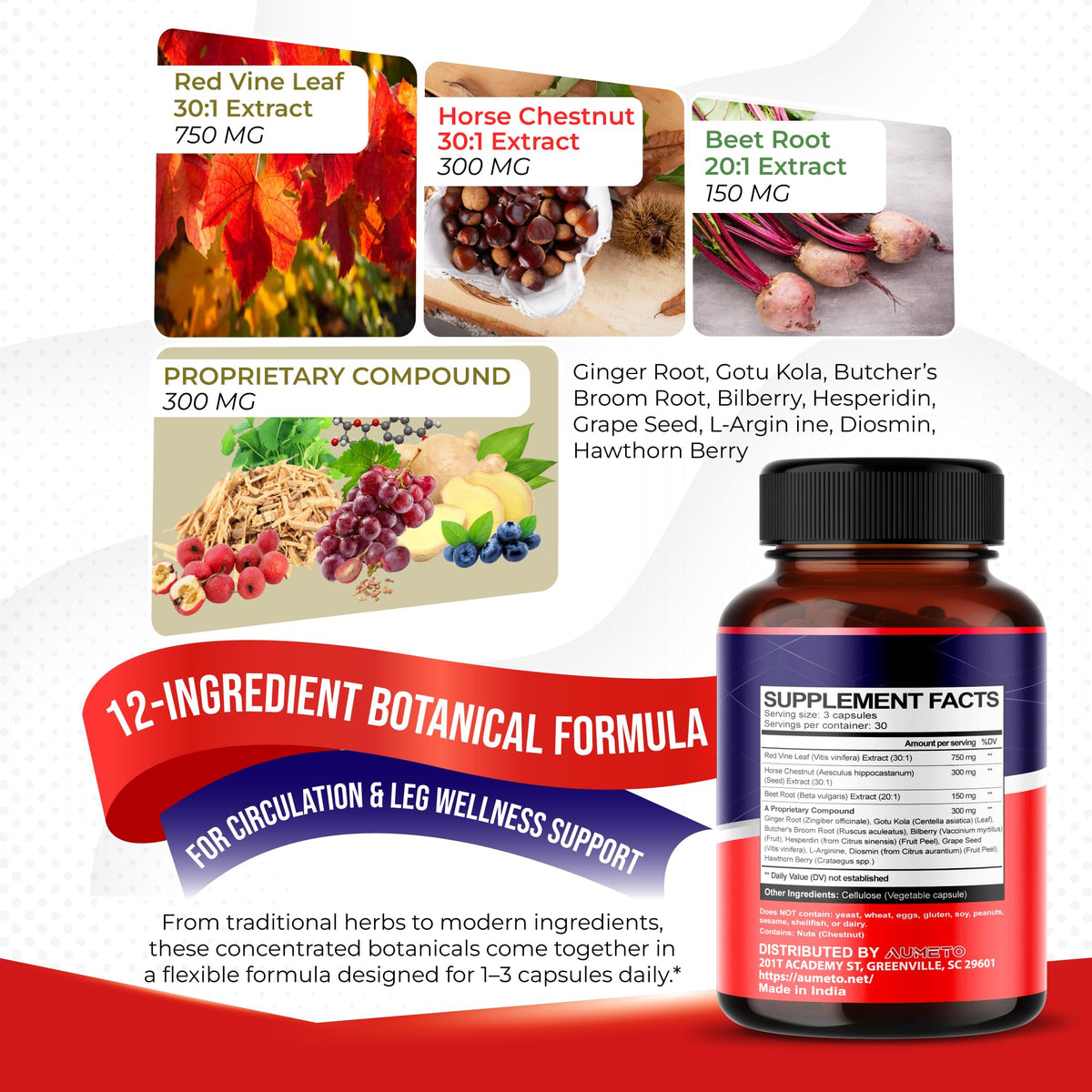 Aumeto Advanced Red Vine Leaf with Horse Chestnut - 90 Capsules - image 3