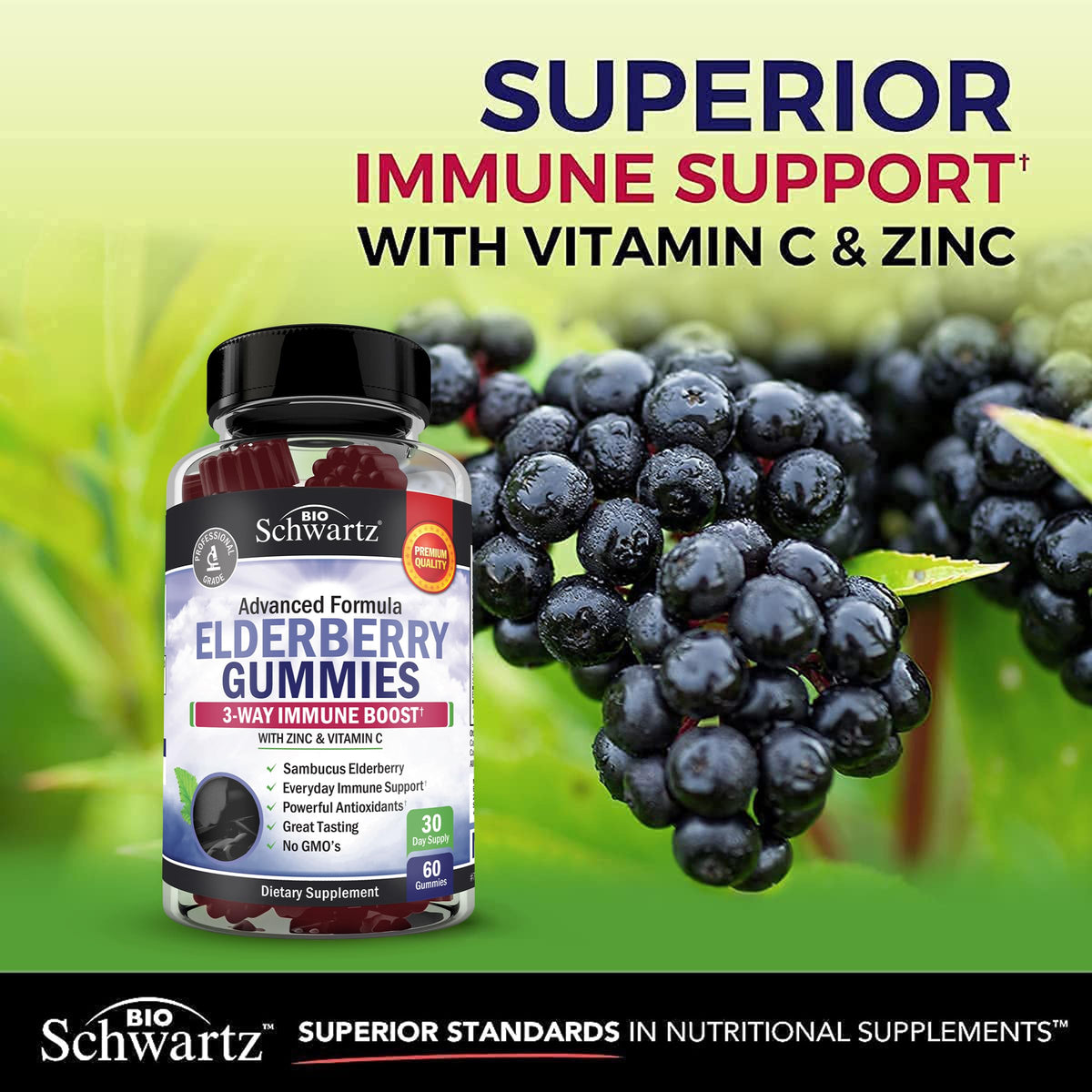 BioSchwartz Elderberry Gummies with Zinc and Vitamin C - 60 Count - image 4