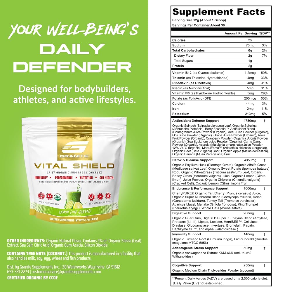 Granite Supplements Vital Shield - (30 Servings) Greens Superfood