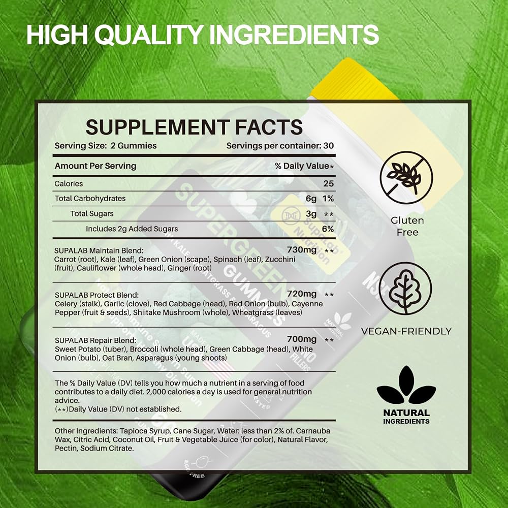 MEGNETA Supergreens Gummies with 25 Vegetables - 60 Gummies - image 2