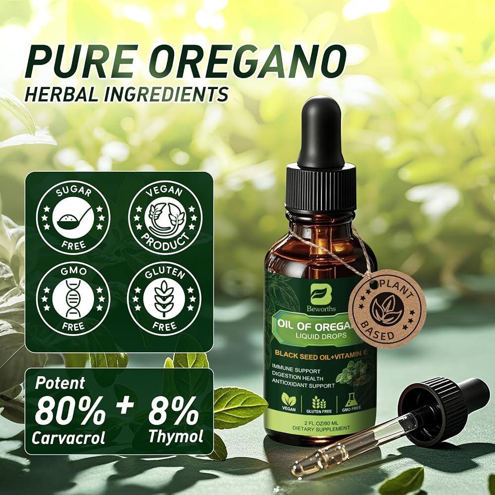 B BEWORTHS B BEWOTHS Oregano Oil Drops, 80% Carvacrol